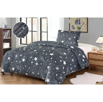 Povlečení BLACK FRIDAY 2025 ! POVLEČENÍ MIKROPLYŠ 70x90/140x200cm - KOMETKY - ŠEDÉ