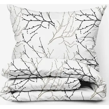 Povlečení Bavlněné povlečení Větvičky bílé Zapínání: zip, Velikost polštáře: 70x90, Velikost přikrývky: 140x220