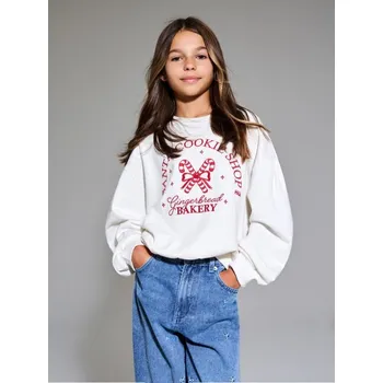 Dívčí oblečení Sinsay - Mikina s kulatým výstřihem - krémová - 089GC-01X - 089GC-01X-140