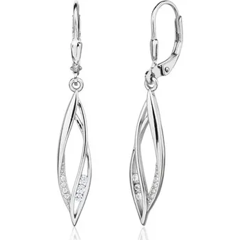 Módní doplněk Stříbrné visací naušnice s čirými zirkony STNAU2075F