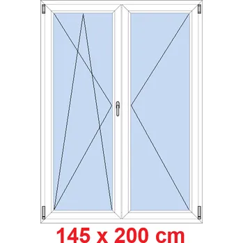 Okno Soft Dvoukřídlé balkonové dveře 145x200 cm, otevíravé a sklopné