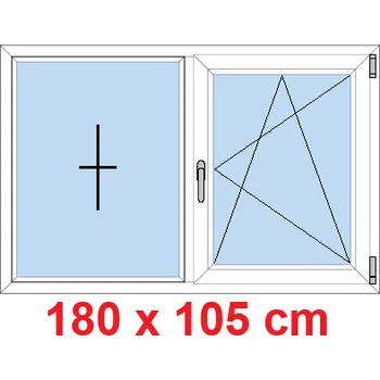 Okno Soft Dvoukřídlé plastové okno 180x105 cm, FIX+OS