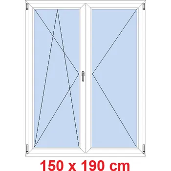 Okno Soft Dvoukřídlé balkonové dveře 150x190 cm, otevíravé a sklopné