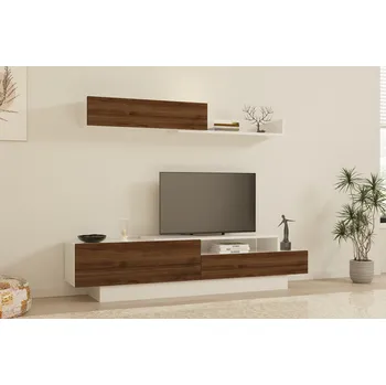 Televizní stolek TV stěna / Sestava pod TV Elda - White, Walnut