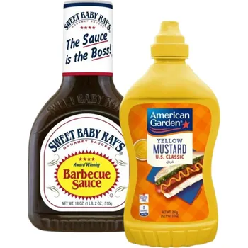 Omáčka Sweet Baby Ray's BBQ omáčka 510 g + American Garden U.S. Squeeze hořčice 397 g