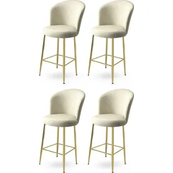 Barová židle Bar Stool Set (4 Pieces) Fora - Cream, Gold