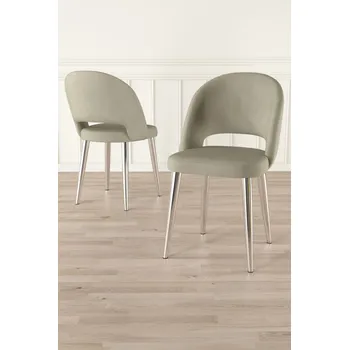 Jídelní stůl Sada židlí (6 kusů) Pane - Cream, Chrome