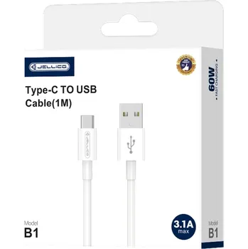 Datový kabel Jellico USB Kabel B1 - USB / USB-C 3.1A 1m bílý