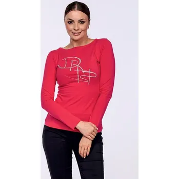 Dámské tričko Bavlněné malinové dámské tričko s dlouhými rukávy a potiskem 35 velikost 3XL