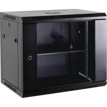 Počítač Netrack wall/hanging cabinet 19",12U/450 mm,glass door,black,remov. side pan. (019-120-645-022)