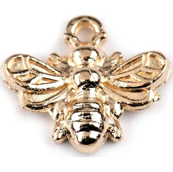 Přívěsek Kovový přívěsek / taháček na zip mini včelka 13x11 mm Varianta: 2 zlatá sv., Balení: 10 ks