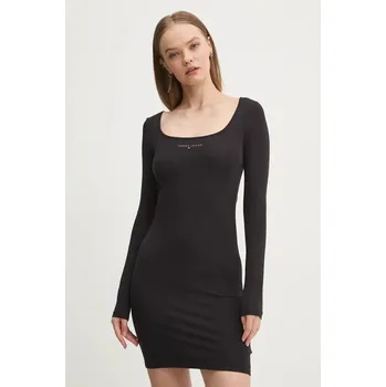 Dámské šaty Šaty Tommy Jeans černá barva, mini, DW0DW18722 99X, vel. XS