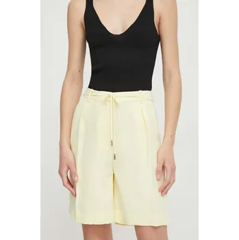 Dámské kraťasy Kraťasy Calvin Klein dámské, žlutá barva, hladké, high waist, K20K206651 11X, vel. 38