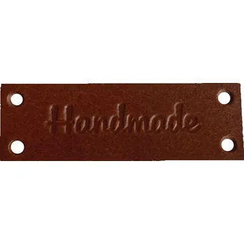 Pro Háčkování Kožený štítek Handmade 45x15 mm mokka
