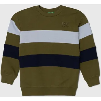 Chlapecká mikina Dětská bavlněná mikina United Colors of Benetton zelená barva, vzorovaná 3J68C10DL.G.SEASONAL 78X, vel. 168