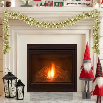 Vánoční dekorace Vánoční koule girlanda Zlatá 186 cm Polystyren