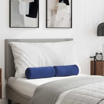 Bytový textil Polštáře 2 pcs Policová modrá Ø 15 x 40 cm Žebrovaná látka
