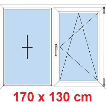 Okno Soft Dvoukřídlé plastové okno 170x130 cm, FIX+OS