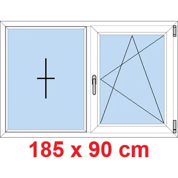 Okno Soft Dvoukřídlé plastové okno 185x90 cm, FIX+OS