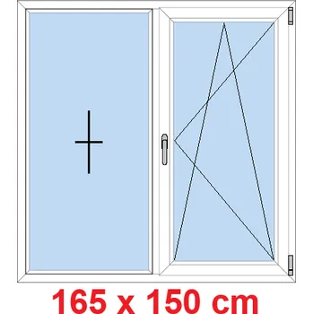 Okno Soft Dvoukřídlé plastové okno 165x150 cm, FIX+OS
