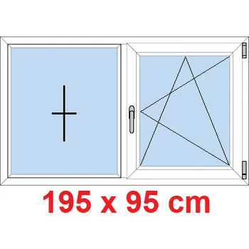 Okno Soft Dvoukřídlé plastové okno 195x95 cm, FIX+OS