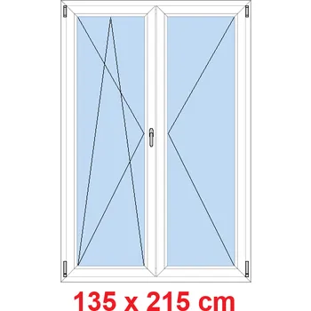 Okno Soft Dvoukřídlé balkonové dveře 135x215 cm, otevíravé a sklopné