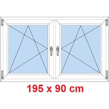 Okno Soft Dvoukřídlé plastové okno 195x90 cm, OS+OS, se sloupkem