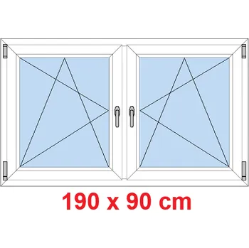 Okno Soft Dvoukřídlé plastové okno 190x90 cm, OS+OS, se sloupkem