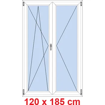 Okno Soft Dvoukřídlé balkonové dveře 120x185 cm, otevíravé a sklopné