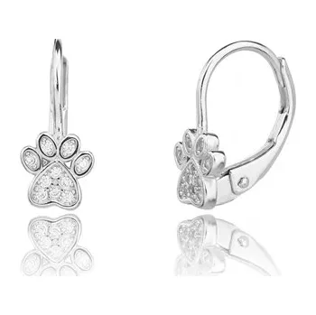 Náušnice Stříbrné náušnice tlapky s čirými zirkony STNAU2085F