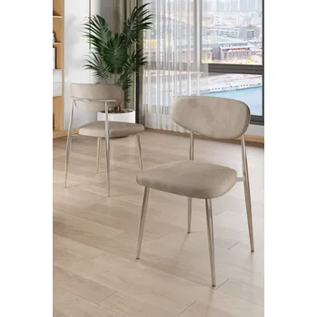 Jídelní stůl Sada židlí (4 kusy) Vina - Cappuccino, Chrome