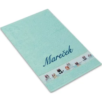 Dětský ručník se jménem NA PŘÁNÍ 30x50 Zvědavá koťátka mint