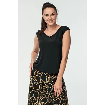 Dámská halenka Volnější černá dámská halenka s výstřihem do V a délkou do gumičky 7737 velikost 4XL