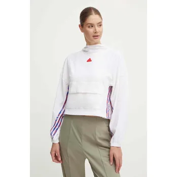 Dámská mikina Mikina adidas Express dámská, béžová barva, s kapucí, s aplikací, IW8634 01X, vel. L