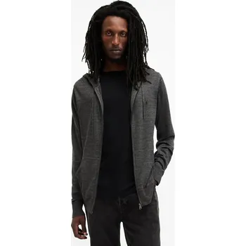 Dámská mikina Vlněná mikina AllSaints MODE MERINO ZIP HOOD šedá barva, s kapucí, melanžová, M084KB 90X, vel. S
