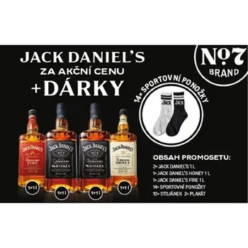 Whisky JACK DANIELS WH. 40% promoset 4x 1l - 11/2025 12 x sportovní ponožky