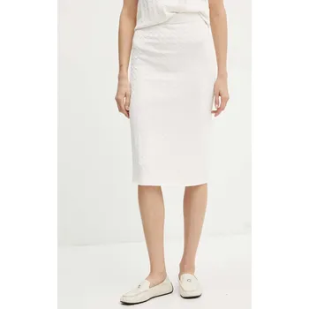 Dámská sukně Sukně Armani Exchange béžová barva, midi, pouzdrová, 8NYN9A YMH6Z 8NYN9A.YMH6Z.NOS 01C, vel. M