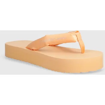 Dámské žabky Žabky Calvin Klein Jeans BEACH SANDAL FLATFORM PADDED NY dámské, oranžová barva, na plochém podpatku, YW0YW01400 20X, EUR 39