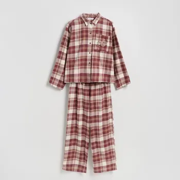 Reserved - Dvoudílná kostkovaná pyžamová souprava - fialová - 067EY-44X - 067EY-44X-XS