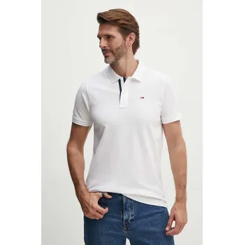 Pánské tričko Bavlněné polo tričko Tommy Jeans bílá barva, DM0DM15370 00X, vel. L