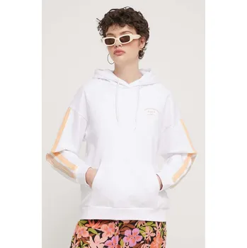 Dámská mikina Bavlněná mikina Roxy Essential Energy dámská, bílá barva, s kapucí, s potiskem, ERJFT04793 00X, vel. L