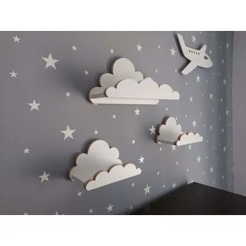 police Vingo Polička dvojitý mráček - bílá Rozměry (cm): rozměry (cm);48x15,6, v. 23,5