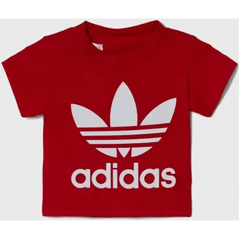 Dětská móda Bavlněné dětské tričko adidas Originals IC6110 červená 33X, vel. 68
