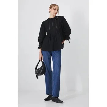 Dámská halenka Bavlněná halenka Medicine dámská, černá barva, s aplikací RW24.BDD903 99X, vel. M