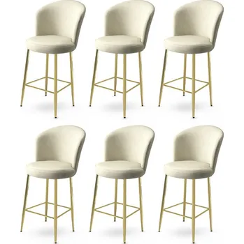 Barová židle Bar Stool Set (6 Pieces) Fora - Cream, Gold