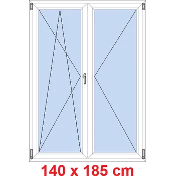 Okno Soft Dvoukřídlé balkonové dveře 140x185 cm, otevíravé a sklopné
