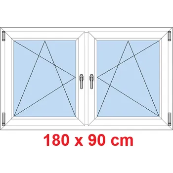 Okno Soft Dvoukřídlé plastové okno 180x90 cm, OS+OS, se sloupkem