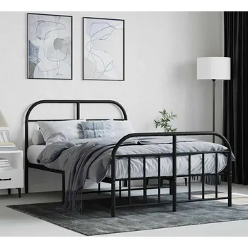 Postel vidaXL Kovový rám postele s hlavovým a nožním čelem 120 x 200 cm [353651] Barva: Černá