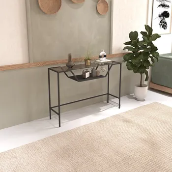 Komoda Konzolový stolek Lala - Black, Smoked Glass