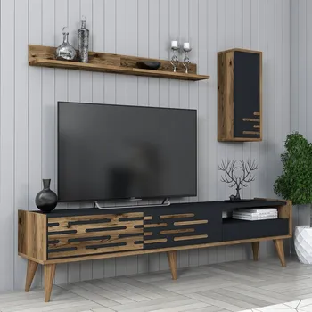 Televizní stolek TV stěna / Sestava pod TV Valensiya - Walnut, Anthracite